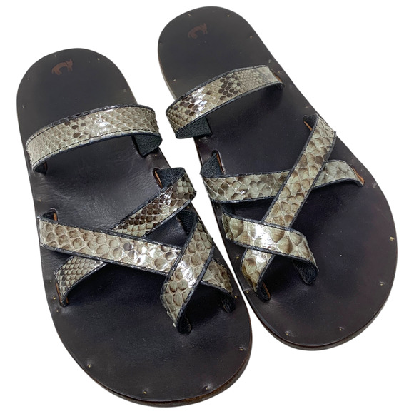 Jutta Neumann New York Helios Sandals Sz 11 Snake Print Leather Handmade Artisan main image 4
